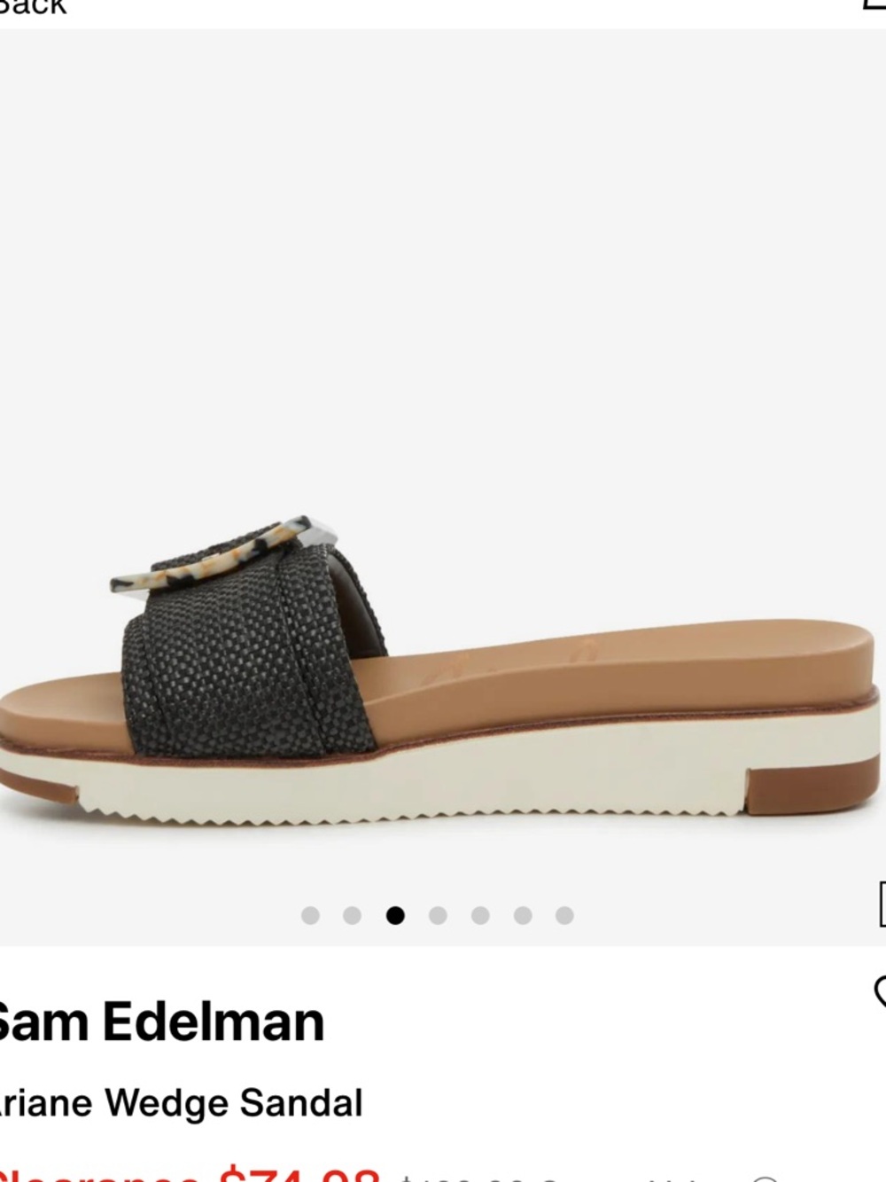 Sam Edelman Black Woven Wedge Slide with Tortoiseshell Buckle (Ariane) - Picture 2 of 9